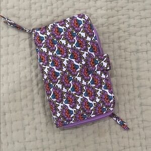 Vera Bradley Floral Quilted Wristlet Wallet in Purple and White